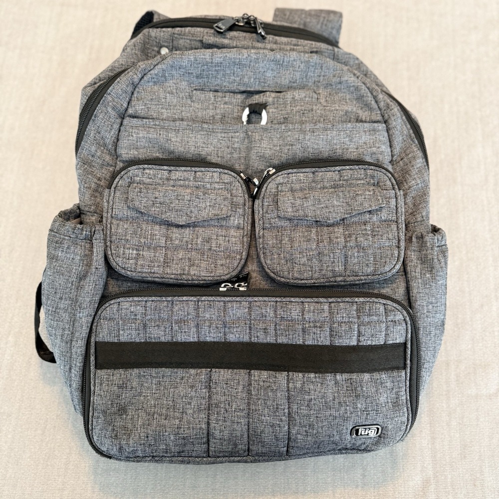 Lug Puddle Jumper Backpack Heather Gray Travel Work Carry On Organizer Bag